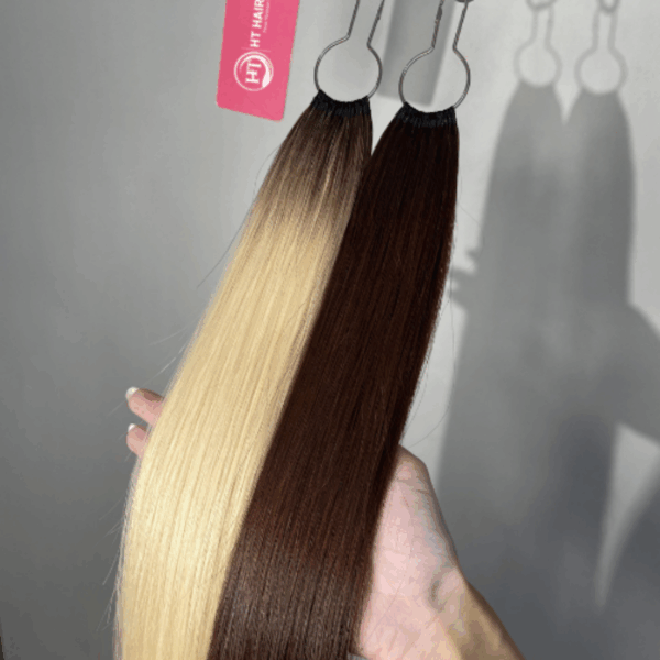 Tóc nối lông vũ 9D đen/nhuộm màu tự nhiên dài 40cm - 70cm - Hình ảnh 8