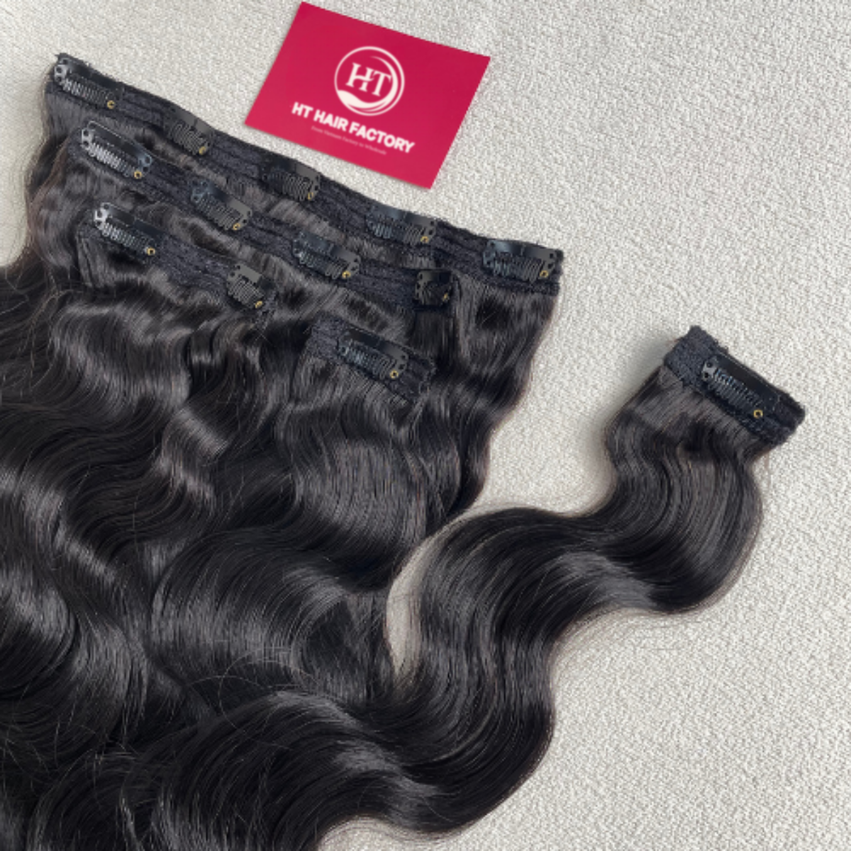 Tóc kẹp phím thật set 4 dải - Kẹp chân vải truyền thống cao cấp - Hình ảnh 4