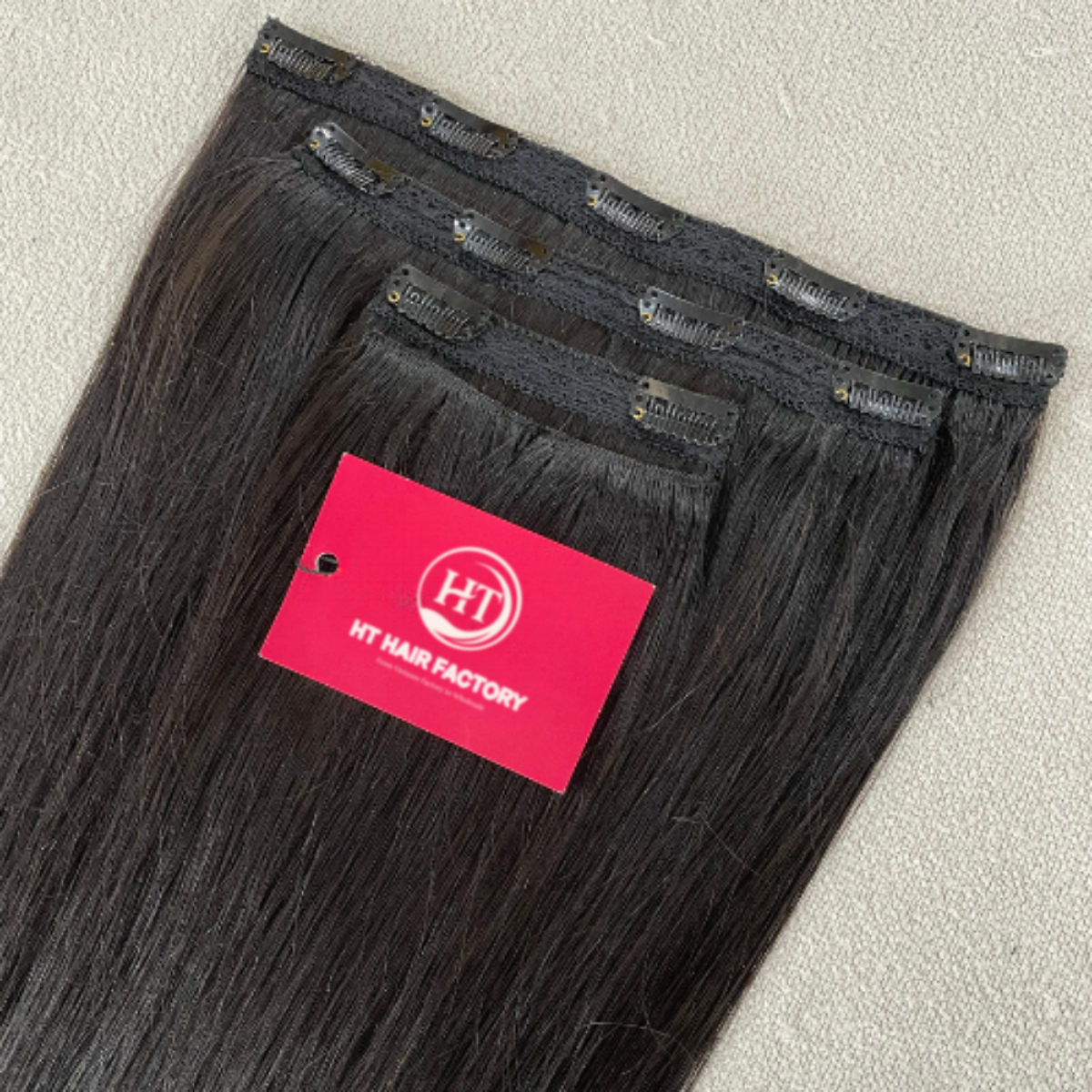 Tóc kẹp phím thật set 4 dải - Kẹp chân vải truyền thống cao cấp