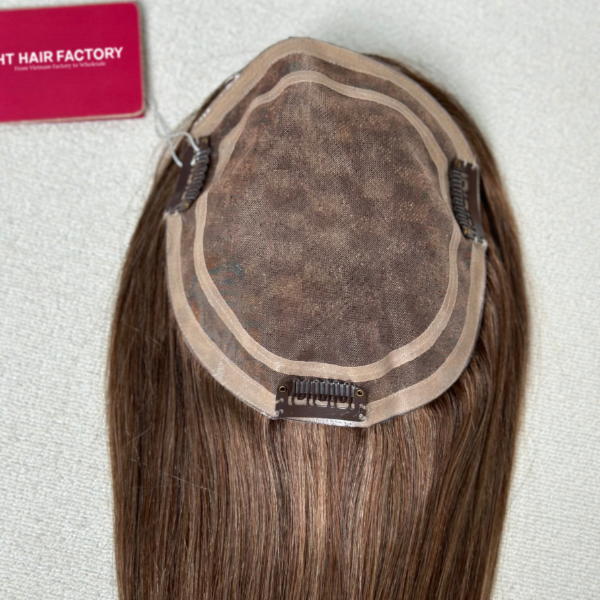 Tóc mái phủ hói da Mono làm từ tóc thật cỡ 13x15cm - Hình ảnh 2