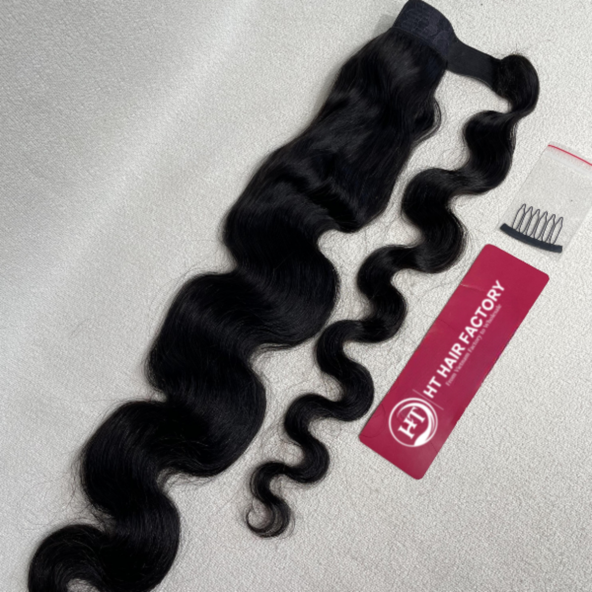 Tóc cột đuôi ngựa xoăn tự nhiên làm từ tóc thật có ống chun co giãn - Hình ảnh 2