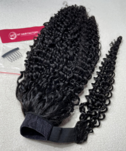 Tóc cột đuôi ngựa xoăn tự nhiên làm từ tóc thật có ống chun co giãn