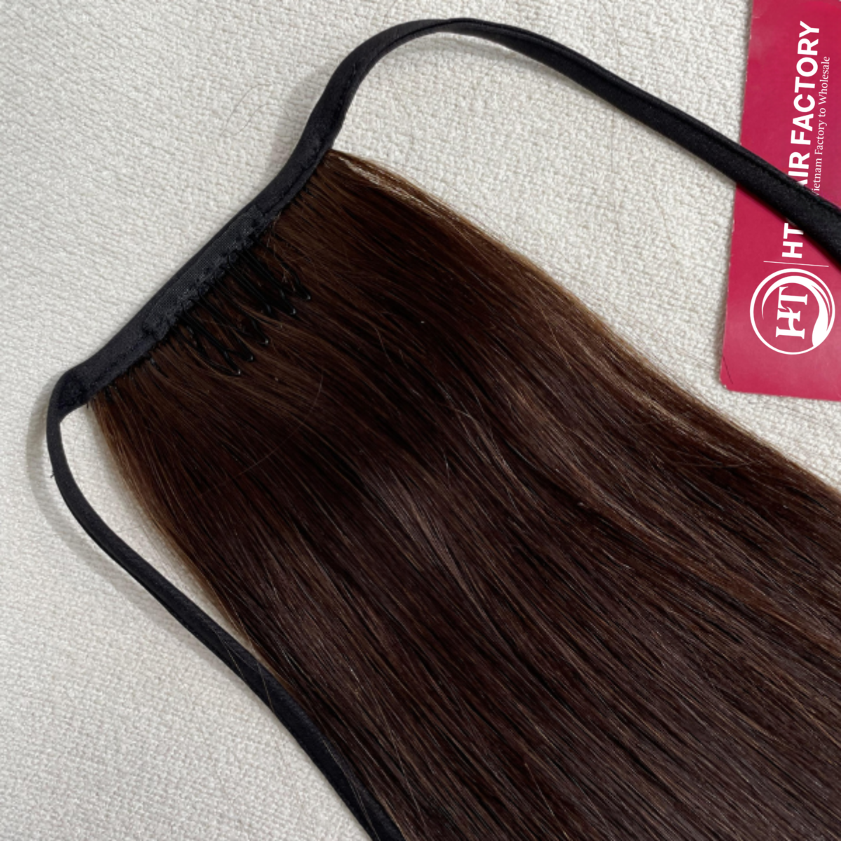 Tóc cột đuôi ngựa thẳng có dây buộc từ tóc thật cao cấp - Hình ảnh 4